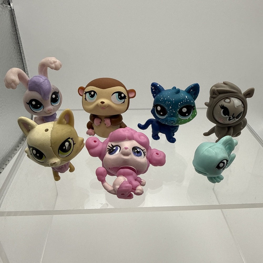 Littlest Pet Shop Mini LPS Figures Lot Of 7 Galaxy Pet Rolleroo Hamster Bunnyton